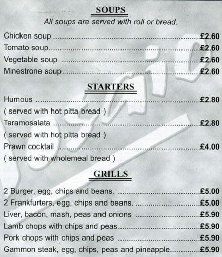 Menu at Cafe Mosaic, Loughton, 4 Golding's Hill