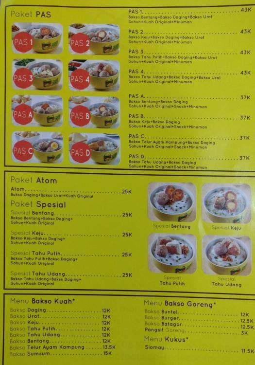 Bakso Atom Menu Menu For Bakso Atom Bintaro Jakarta Zomato Indonesia