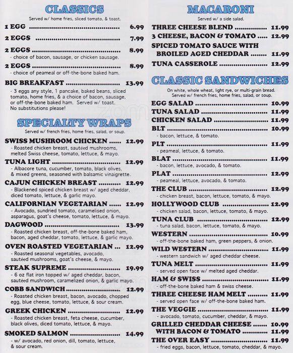 Over Easy menu