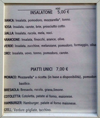 Menu di Monaco - Bar Ristorante Milano 