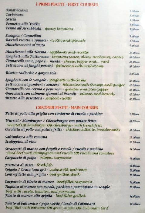 Menu di Pantharei 