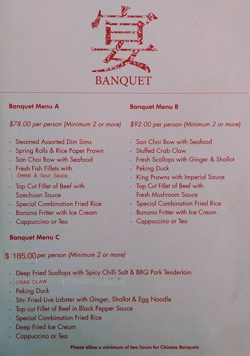 Menu At Lucky Chan Restaurant Southbank Crown Casino