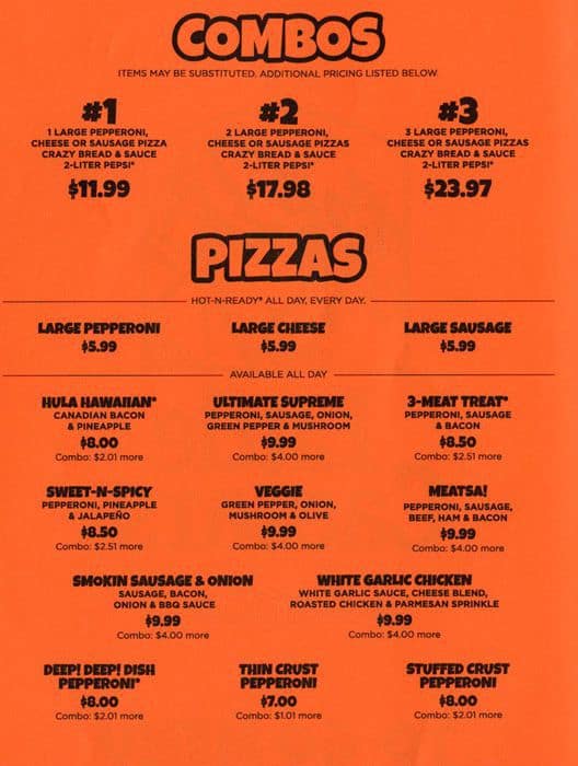 Little Caesars Printable Menu