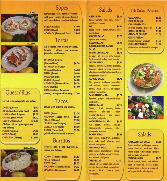 Menu at Trejo Mexican Restaurant, Norristown