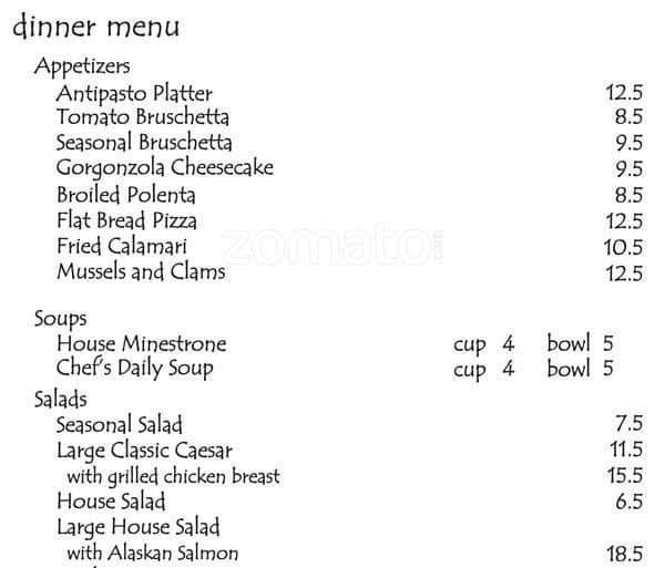 Menu at Abella Italian Kitchen pub & bar, Wilsonville
