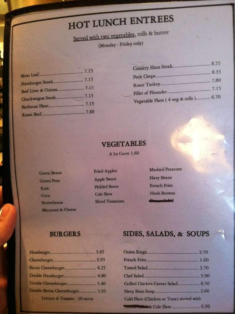Menu at Satterwhite's Restaurant, Tuckahoe