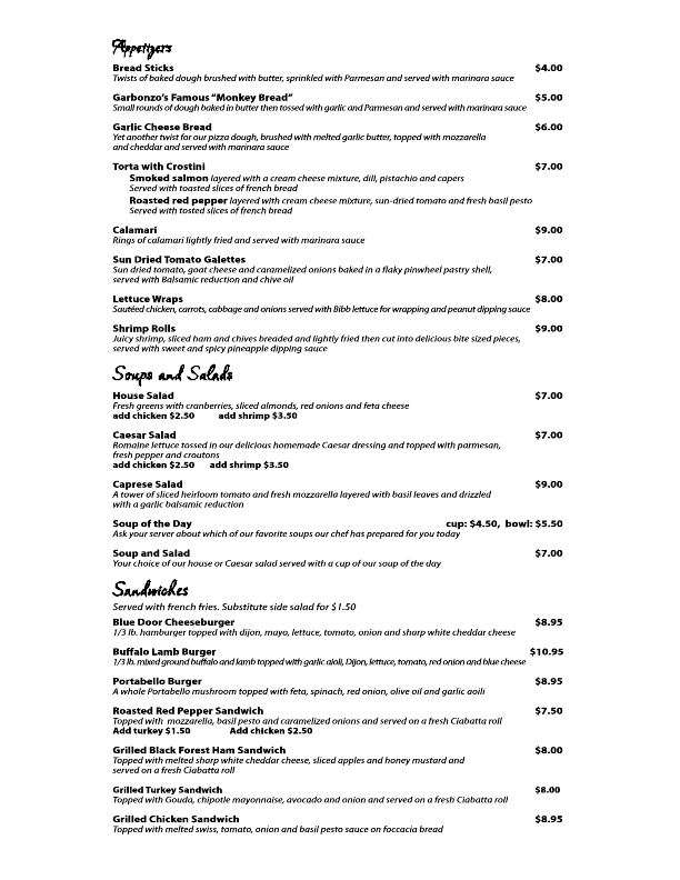 Blue Door Cafe Menu Menu For Blue Door Cafe Eagle Boise