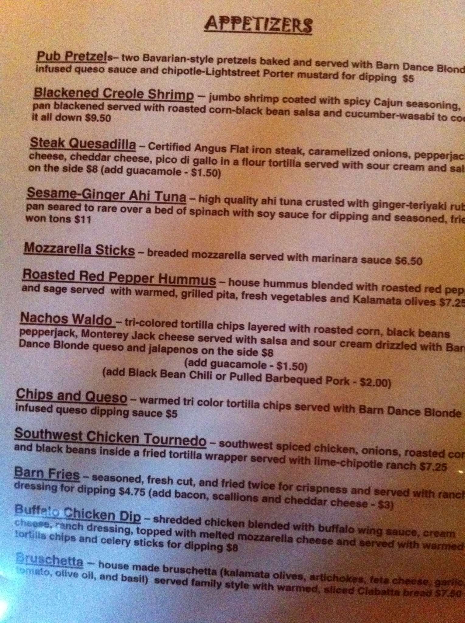 Menu at The Farmhouse at Turkey Hill pub & bar, Bloomsburg