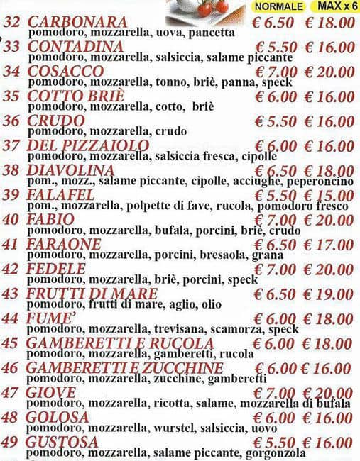 Menu di Bella Italia 2 