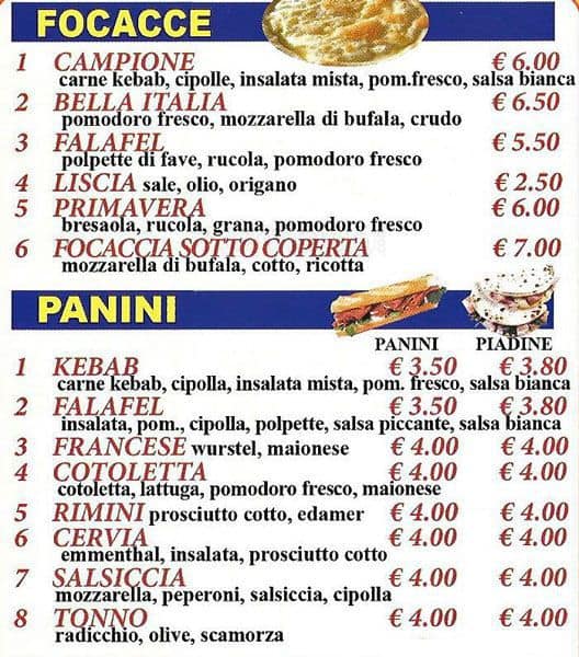 Menu di Bella Italia 2 
