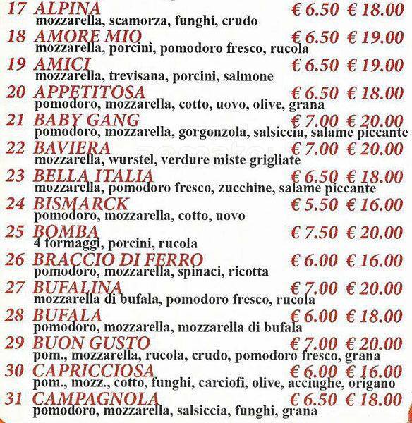 Menu di Bella Italia 2 