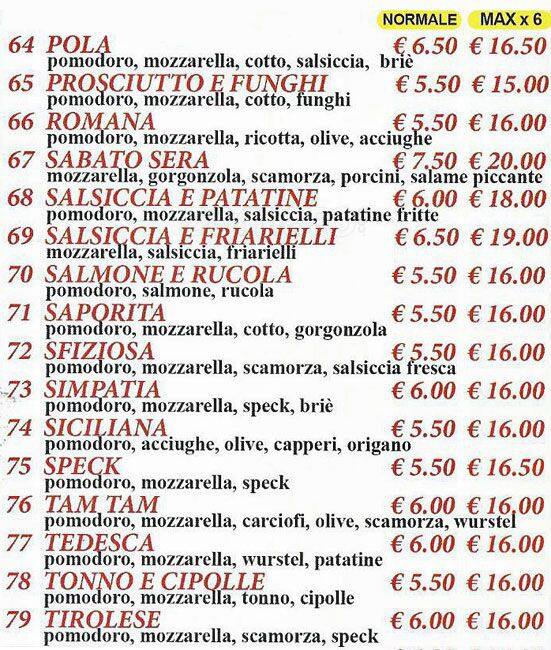 Menu di Bella Italia 2 