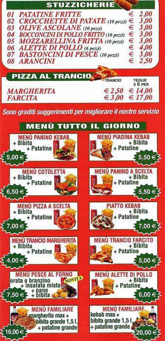 Menu di Bella Italia 2 