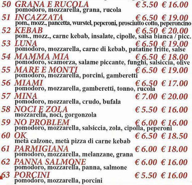 Menu di Bella Italia 2 