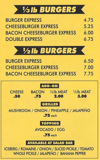 Burger Express Menu, Menu for Burger Express, Carrollton, Carrollton ...