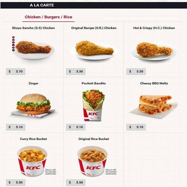 Kfc Menu Menu For Kfc Jurong West Singapore