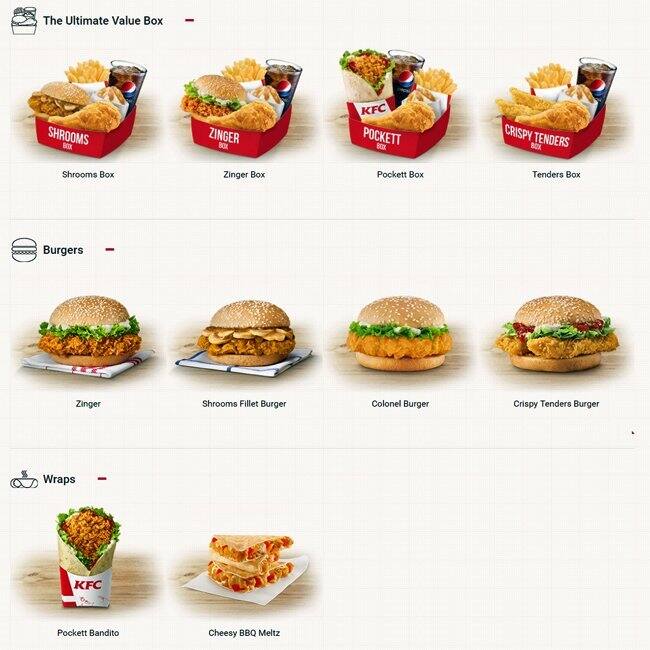 KFC メニュー