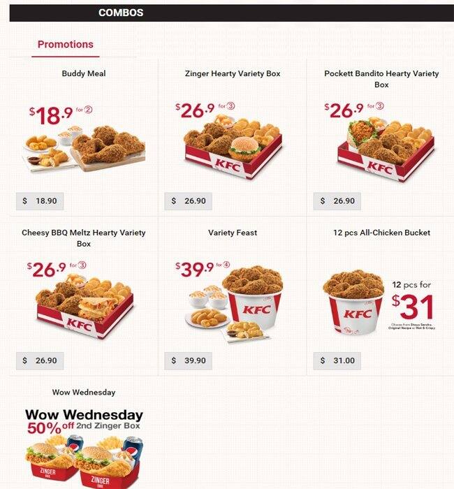 Kfc Menu Menu For Kfc Jurong West Singapore