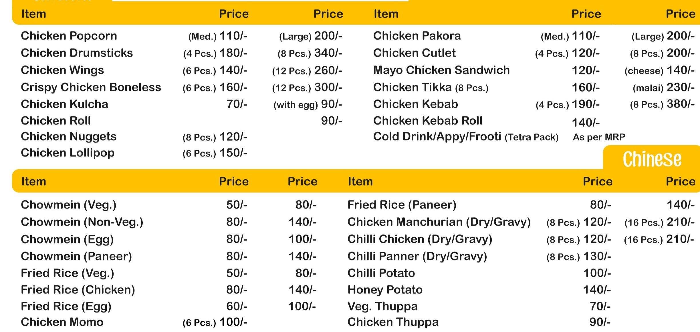 Wow Chicken Menu Wow Chicken Menu _ Wow Fried Chicken & Subs menu – WCGG