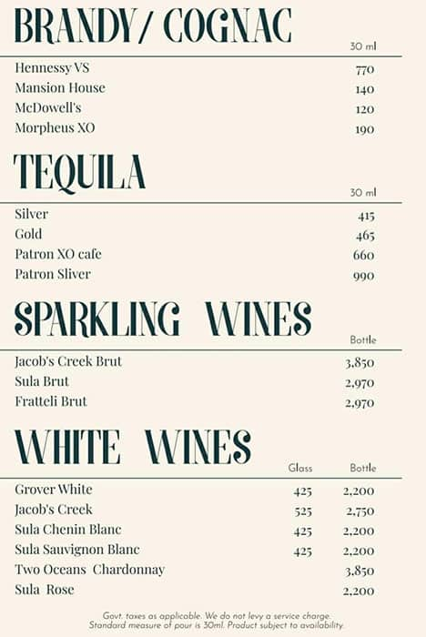 Menu of Tycoons - Fine Dine and Retro Bar, Indiranagar, Bangalore