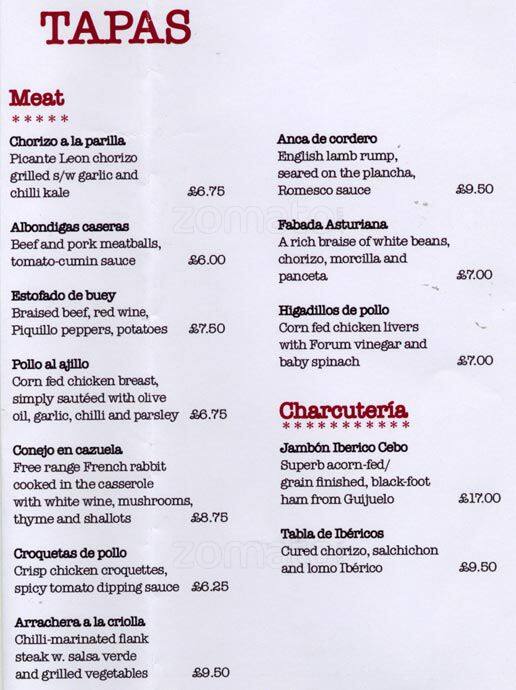 Mar I Terra Menu, Menu for Mar I Terra, Southwark, London Zomato UK