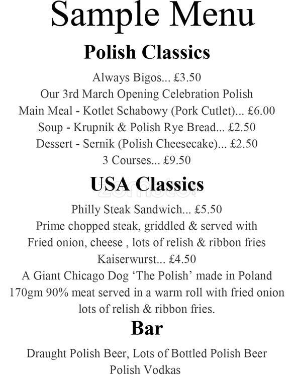 Big O's menu