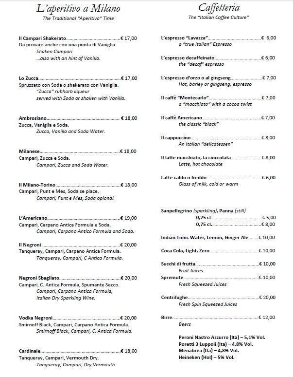 Menu di Caffè Baglioni & Terrace 