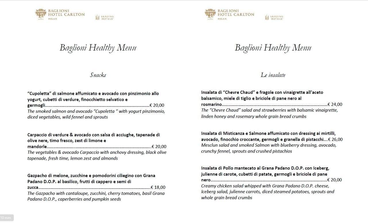 Menu di Caffè Baglioni & Terrace 