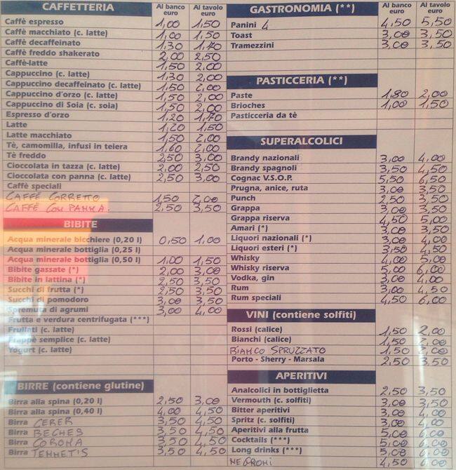 Menu di Al caffè di Via Fauchè 