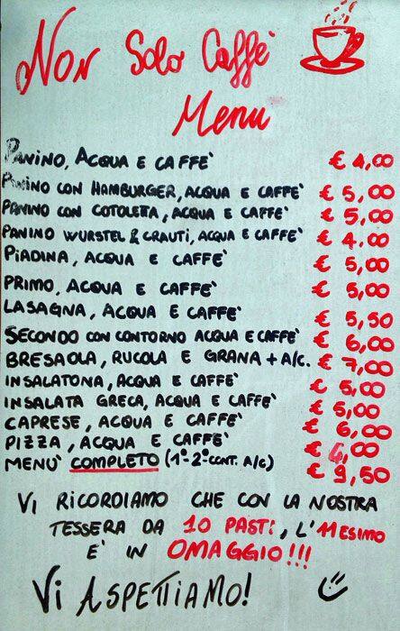 Menu di A CAVALLO CAFFETTERIA 