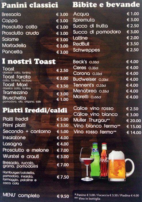 Menu di A CAVALLO CAFFETTERIA 