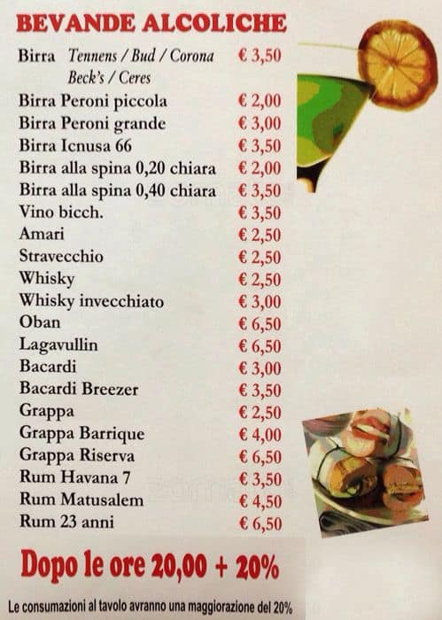 Menu di Caffè Testaccio 
