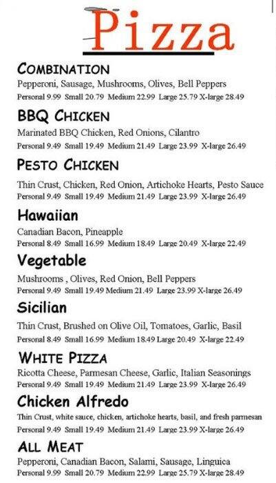 Menu at Antonio's Pizza pizzeria, Buellton