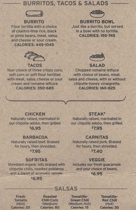 Chipotle Mexican Grill Menu, Menu For Chipotle Mexican Grill, West Loop ...