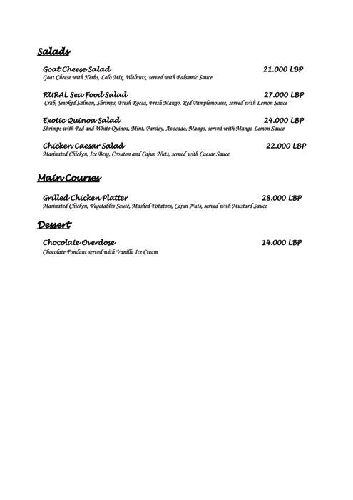 Rural menu
