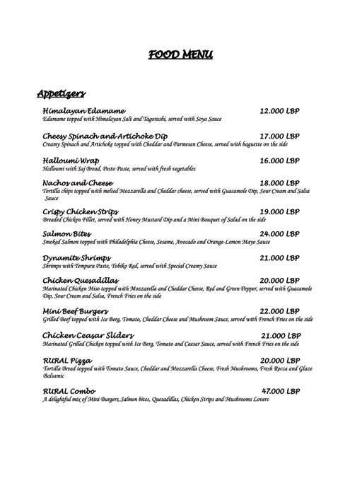 Rural menu