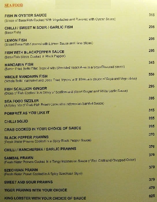 Waldorf Restaurant and Bar menu