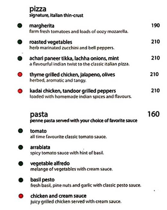 Menu of Cha Bar Connaught Place New Delhi