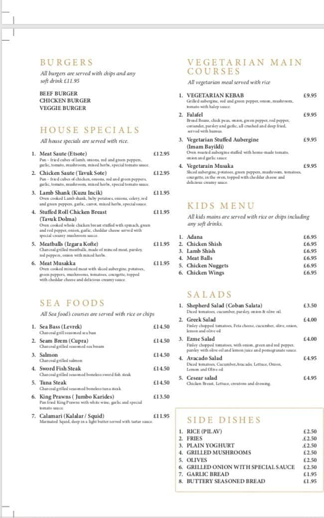 Menu at Istanbul Grill restaurant, Hornchurch, 6 Broadway Parade