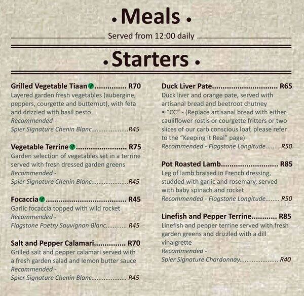 Junipa's Bistro Menu, Menu untuk Junipa's Bistro, Bryanston, Sandton