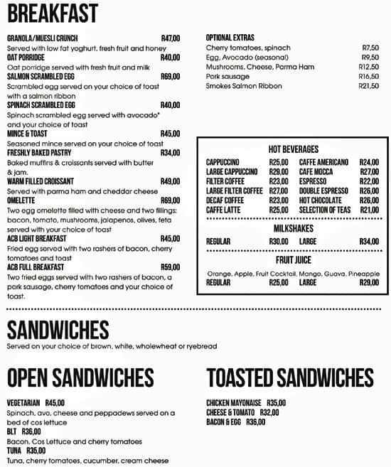 Menu at Airport Craft brewers restaurant, Kempton Park, International