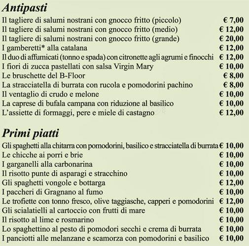 Menu di B - FLOOR Milano 