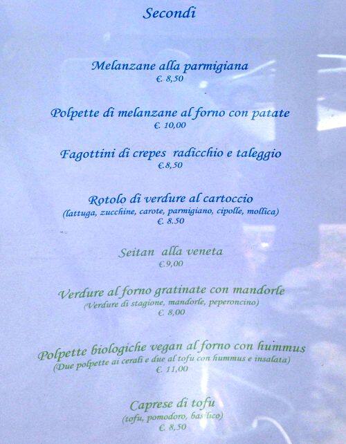 Menu di Veg and Wine (già Taverna Vegetariana) 