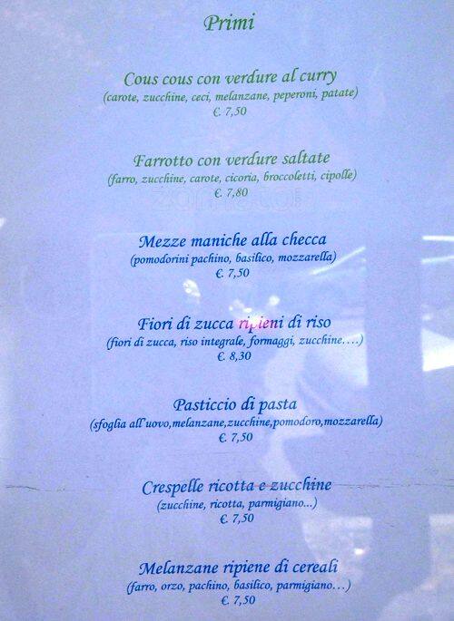 Menu di Veg and Wine (già Taverna Vegetariana) 