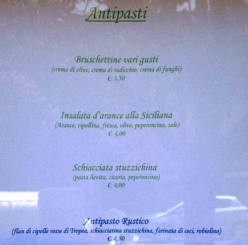 Menu di Veg and Wine (già Taverna Vegetariana) 
