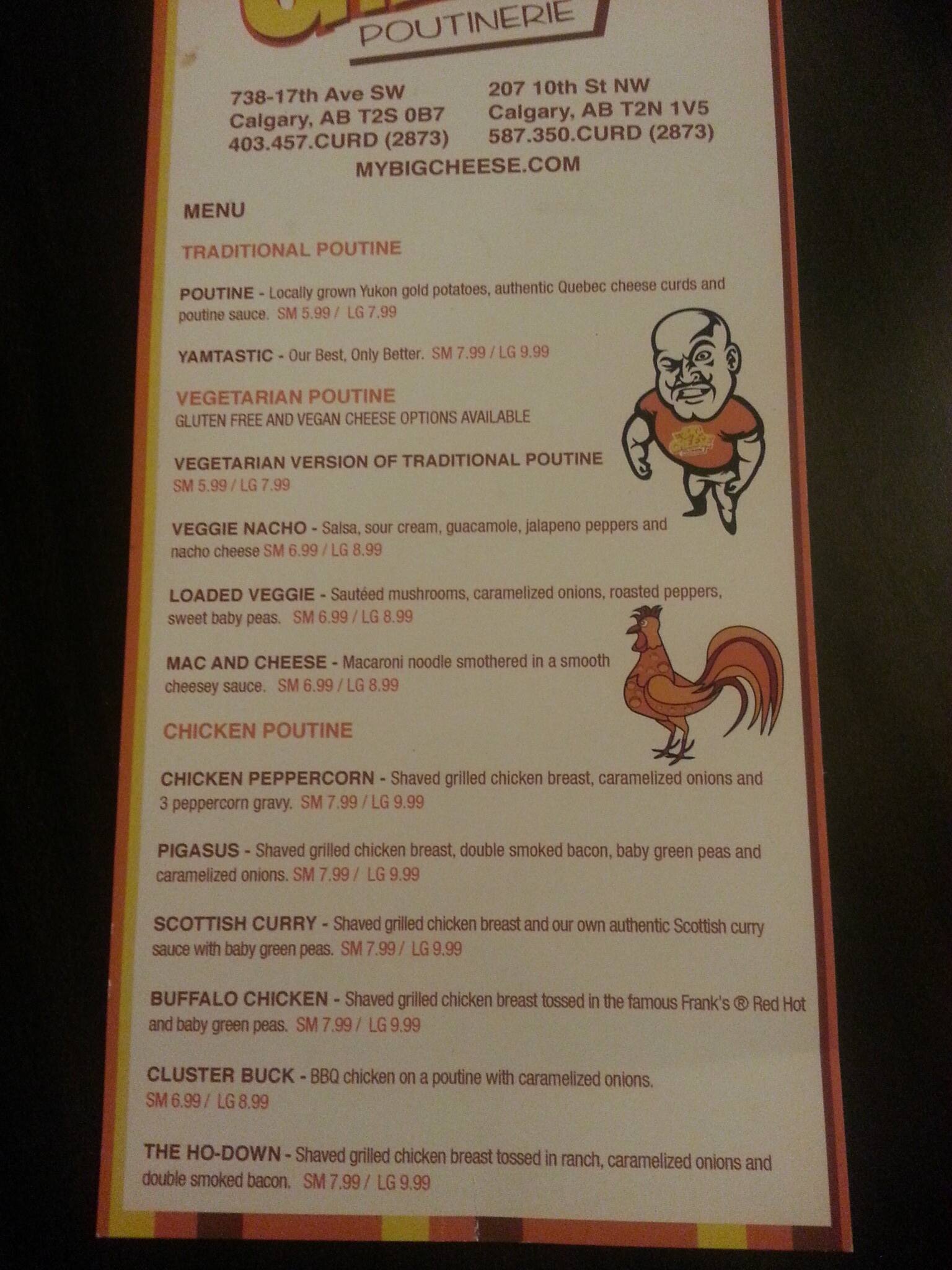 Big Cheese Poutinerie Menu, Menu for Big Cheese Poutinerie, Kensington, Calgary Urbanspoon/Zomato