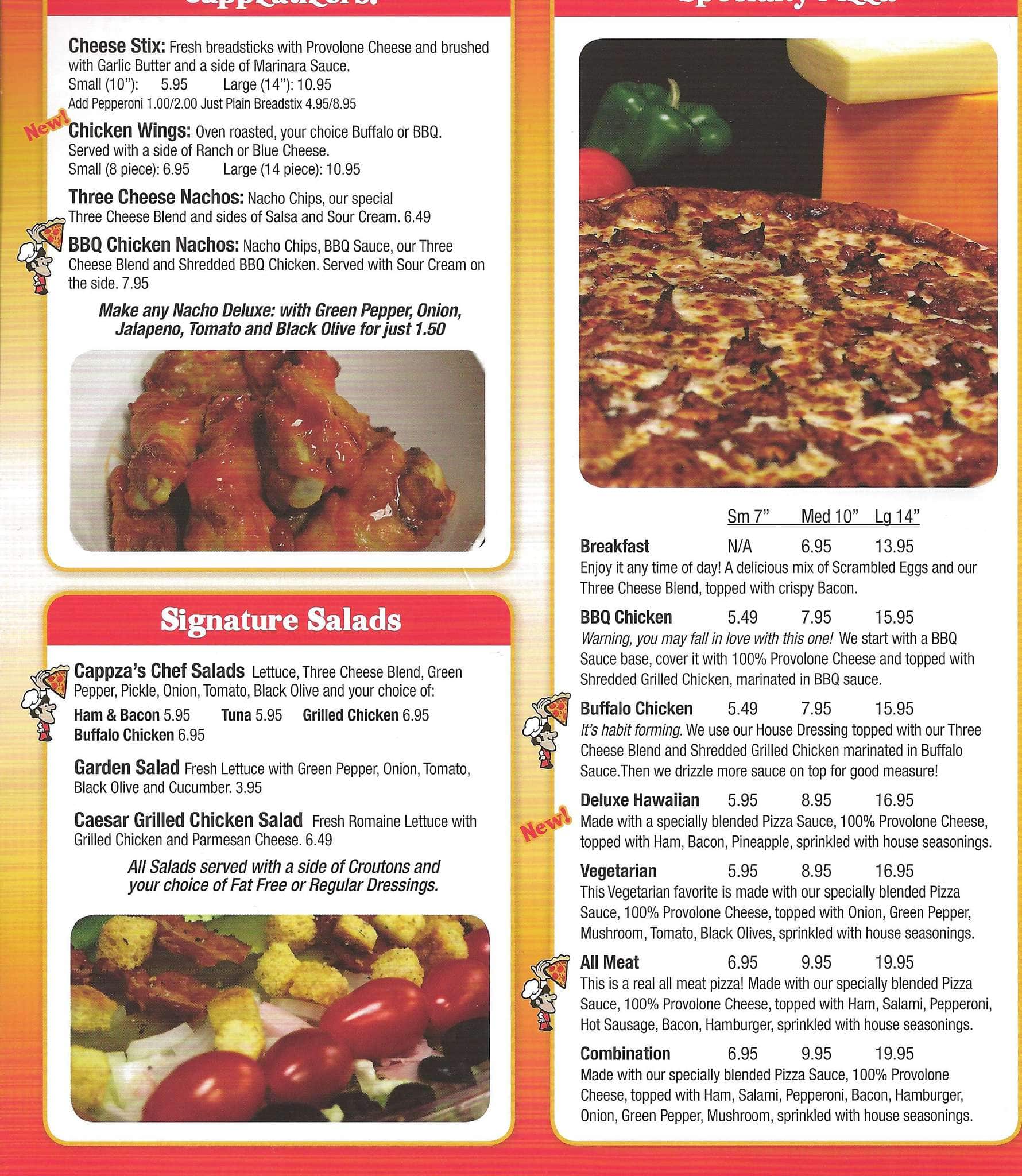 Menu at Cappza's Pizza pizzeria, Waterville, 10 Waterville Commons Dr