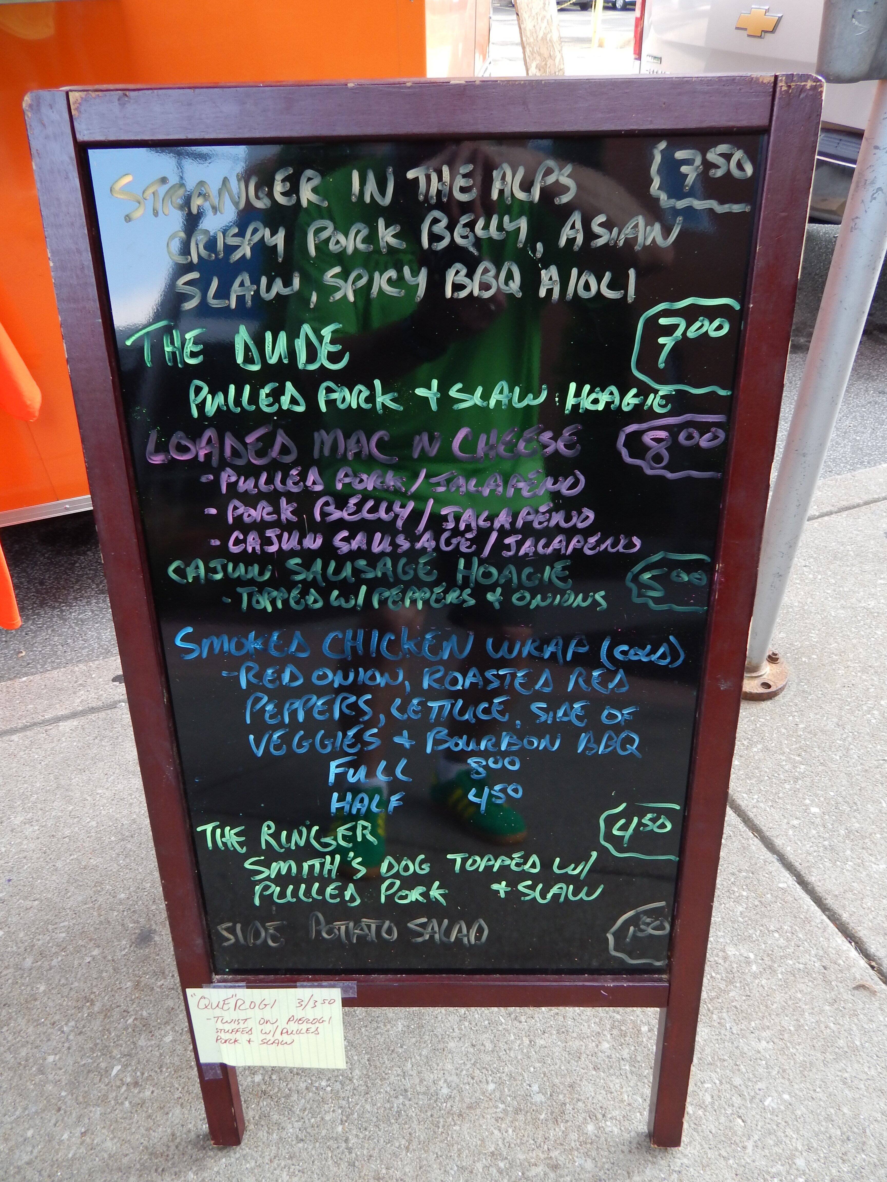 Menu at The Que Abides BBQ, Erie, The Gem City