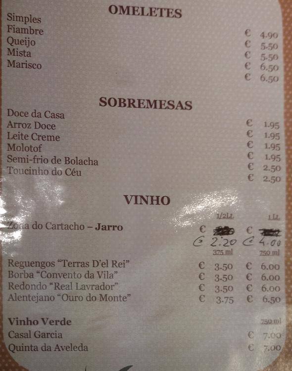 O Pato menu
