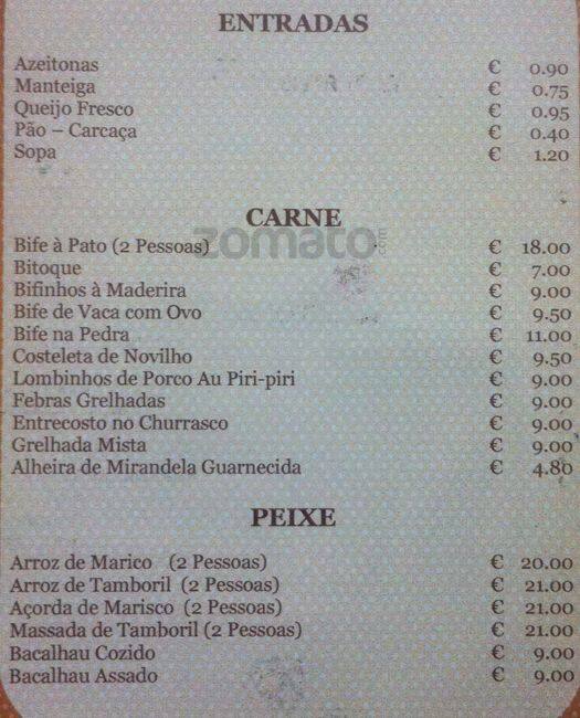 O Pato menu